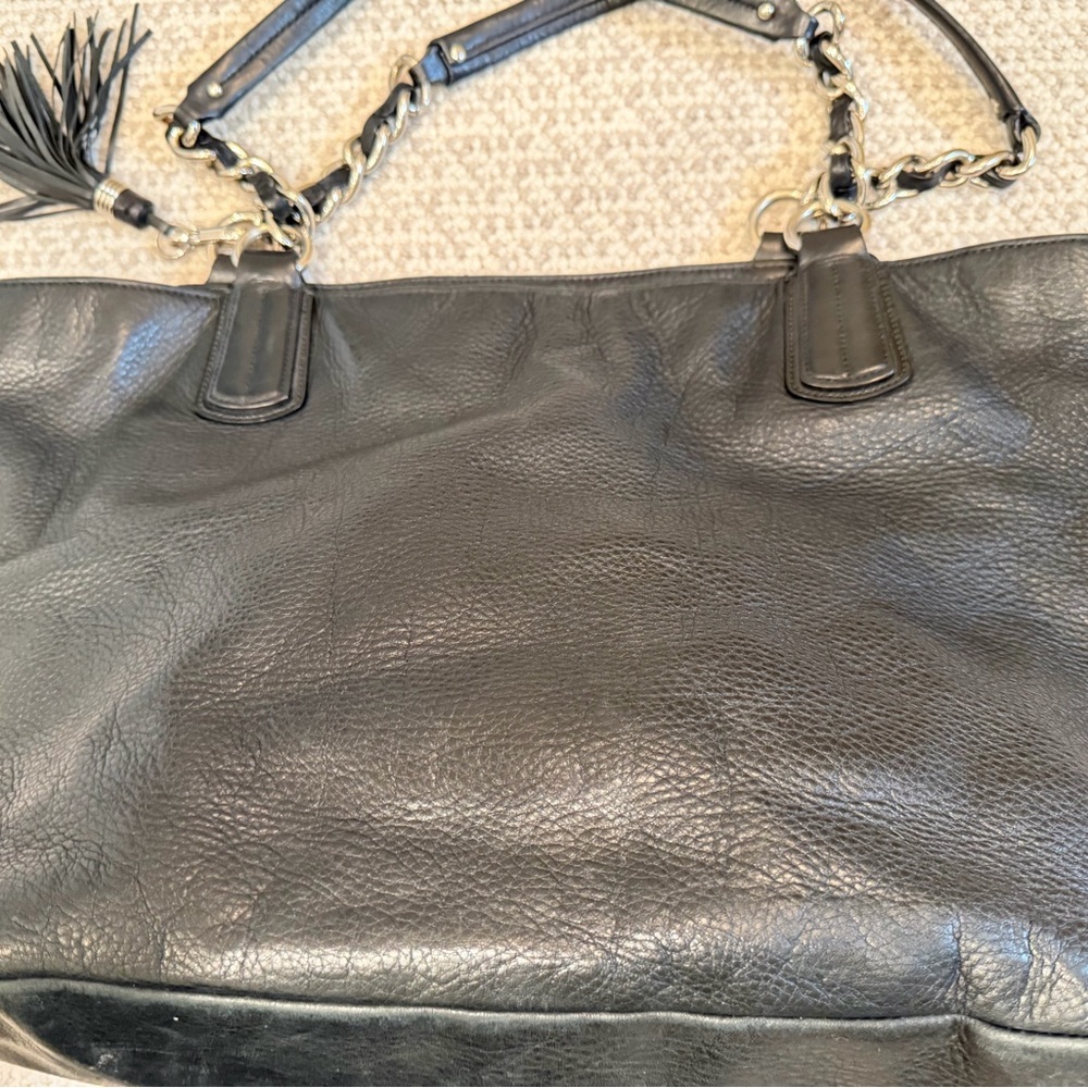 Elegant Coach Colette Black Leather Tote Bag - Picture 7 of 9